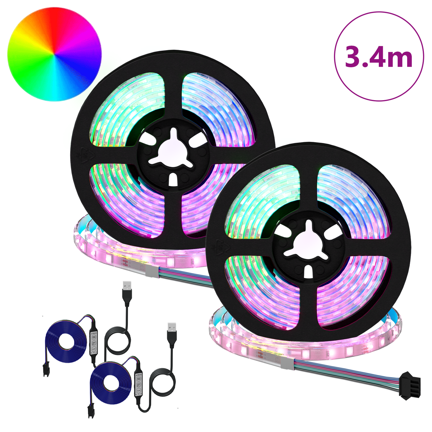 LED juosta 4 pcs Juoda ir permatoma 170 x 0,8 x 0,3 cm
