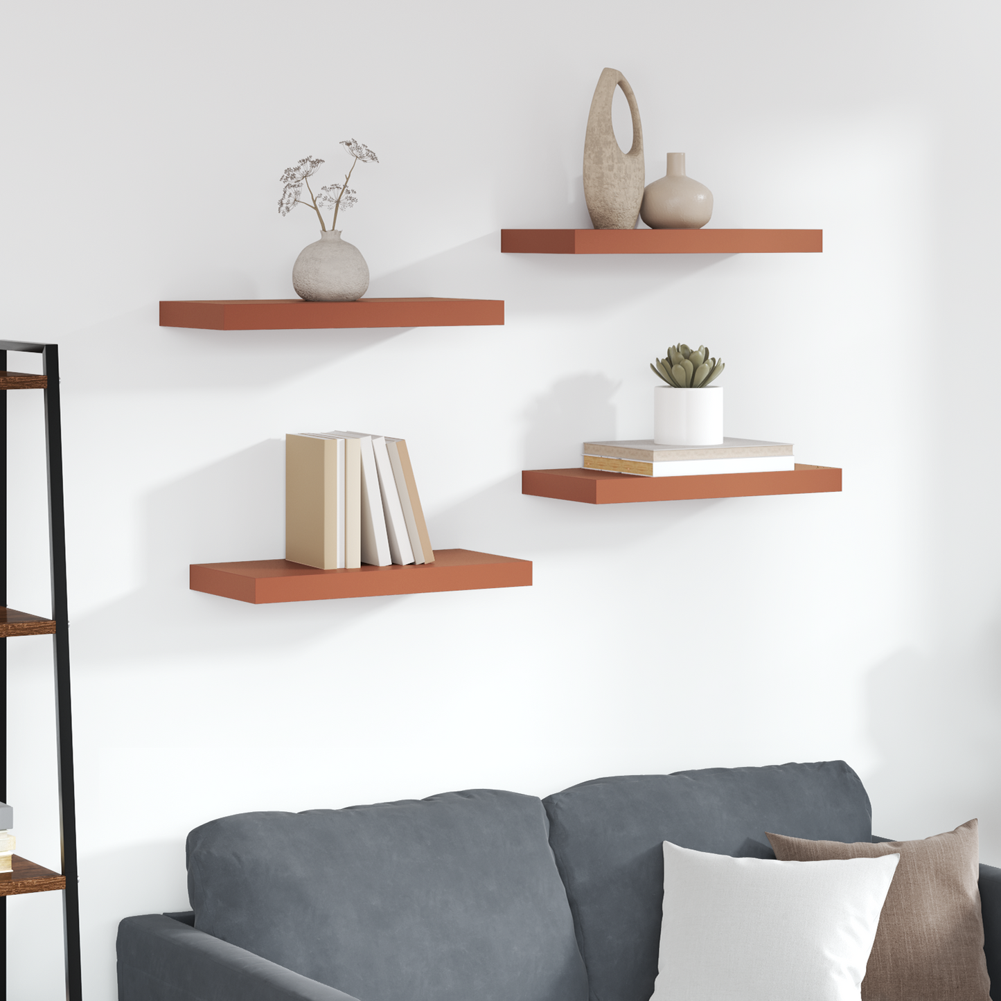 Sieninė lentyna 4 pcs Raudona 50 x 23 x 4 cm Apdirbta mediena