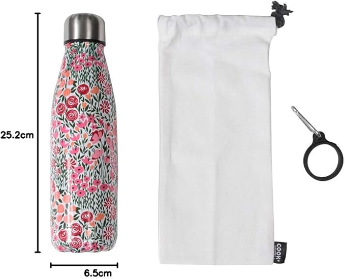 Gėlėtas izoterminis butelis 500 ml su priedais