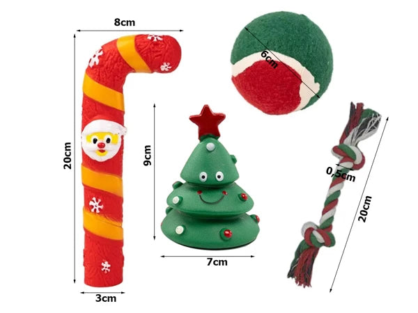 Kalėdinis šunų žaislų rinkinys (4 dalys)