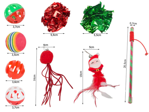 Kalėdinis katės žaislų rinkinys (9 vnt.)