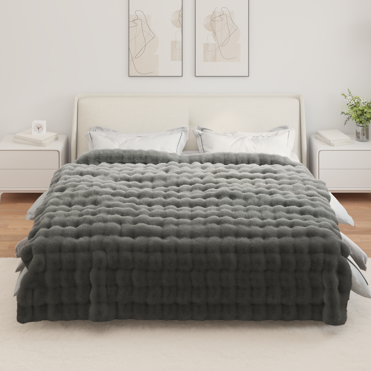 Neslystanti antklodė iš dirbtinio triušio kailio Olite 4 pcs