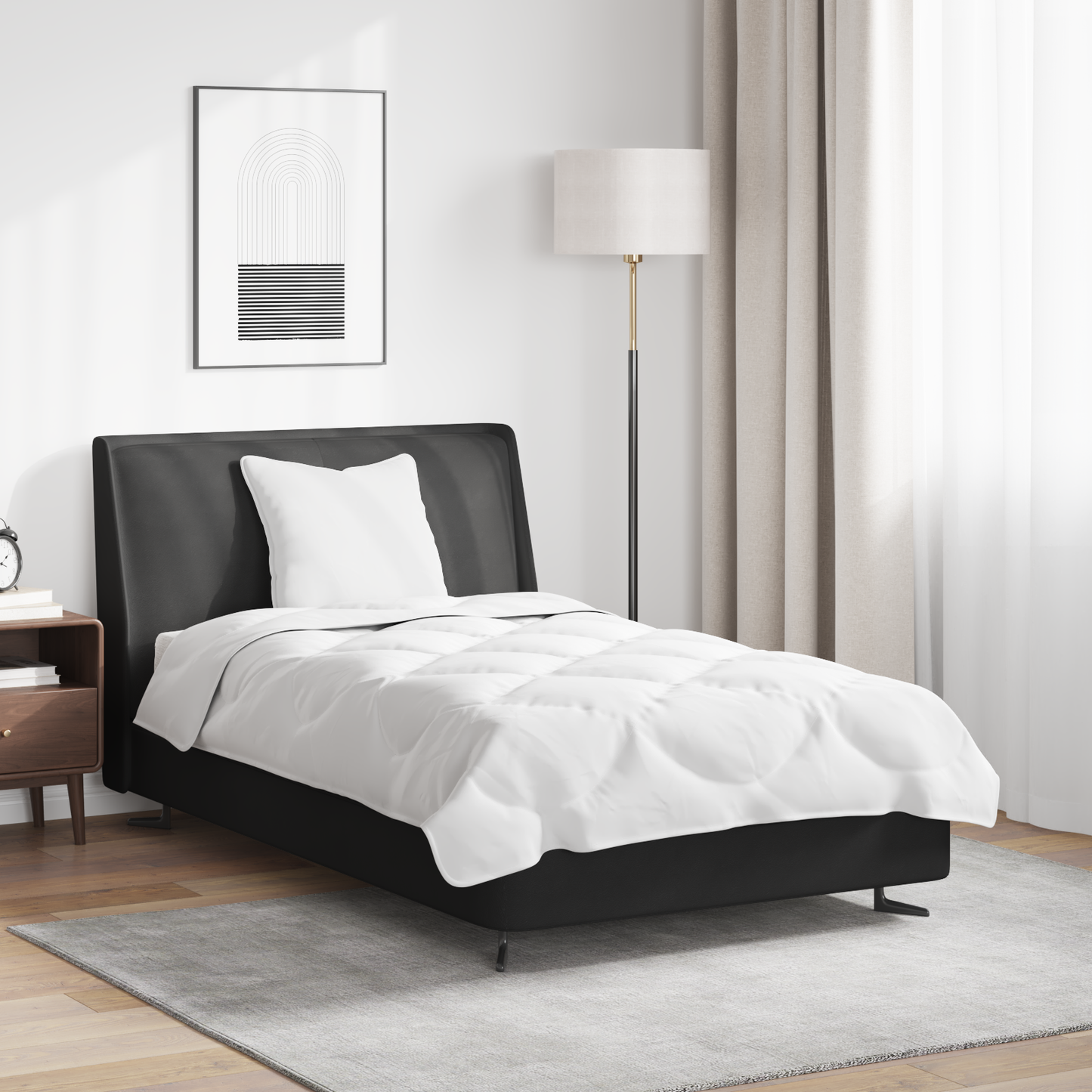 Antklodė su pagalve 2 pcs Balta 135 x 220 cm Mikropluoštas
