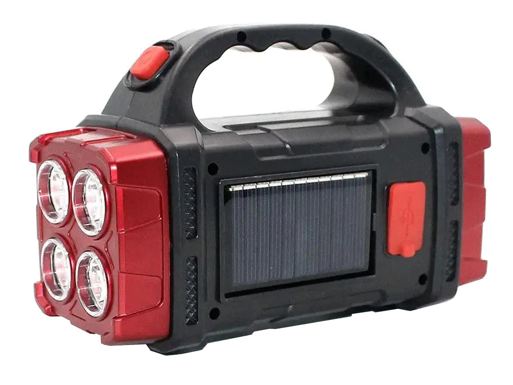 Nešiojamas įkraunamas LED žibintuvėlis su saulės baterija