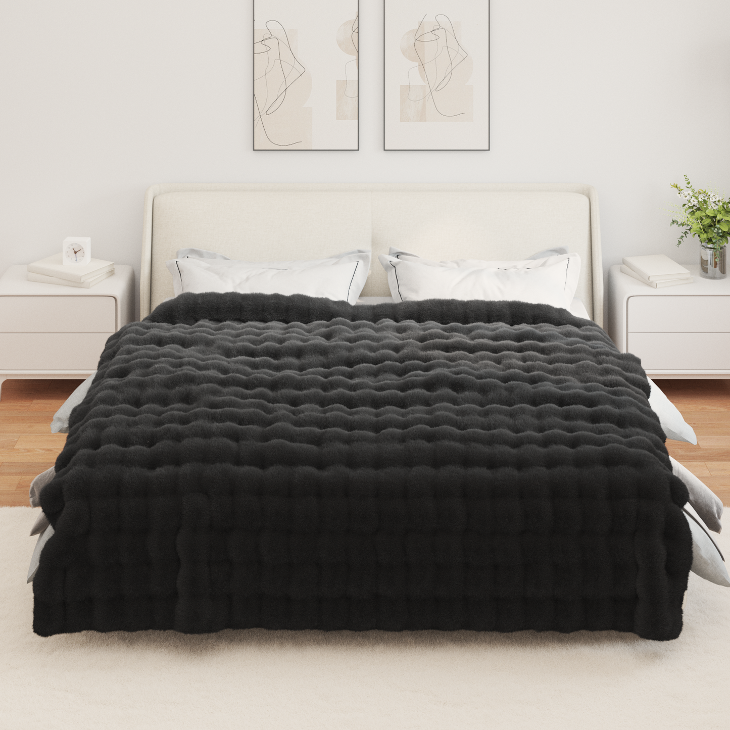 Neslystanti antklodė iš dirbtinio triušio kailio Olite 4 pcs