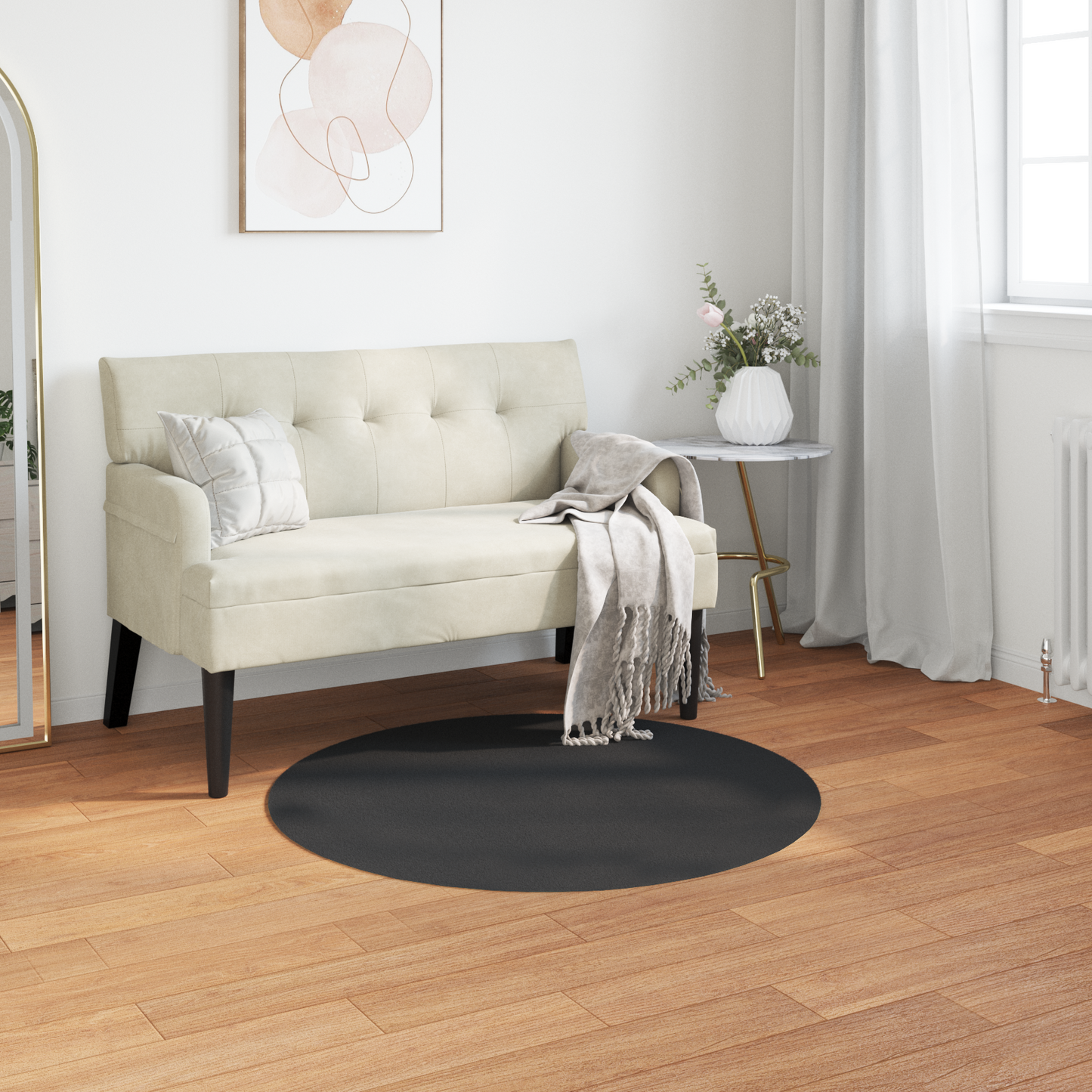 Dirbtinio triušio kailio kilimas Olite Juoda Ø 80 cm