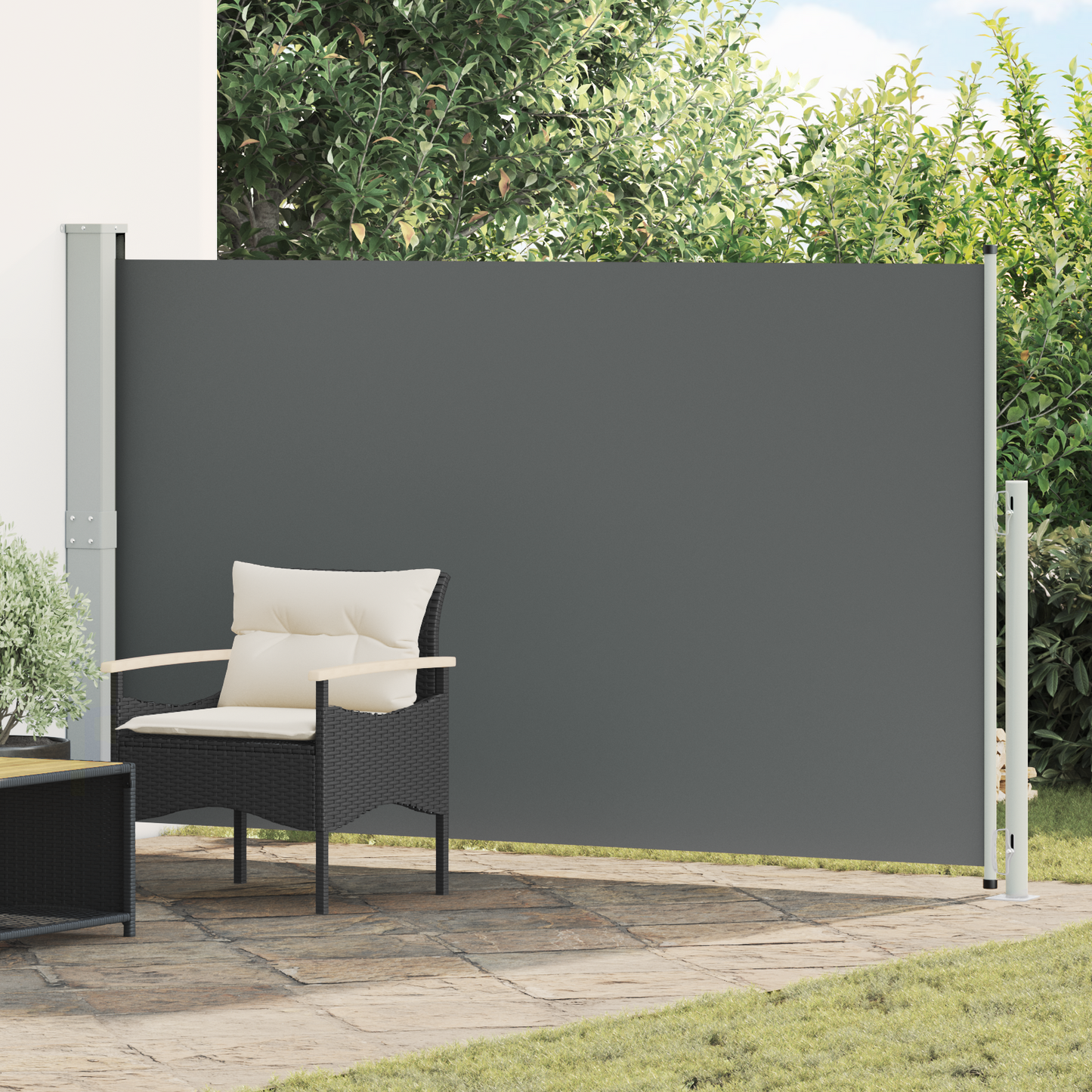 Ištraukiama šoninė užuolaida Antracito 300 x 180 cm Poliesteris