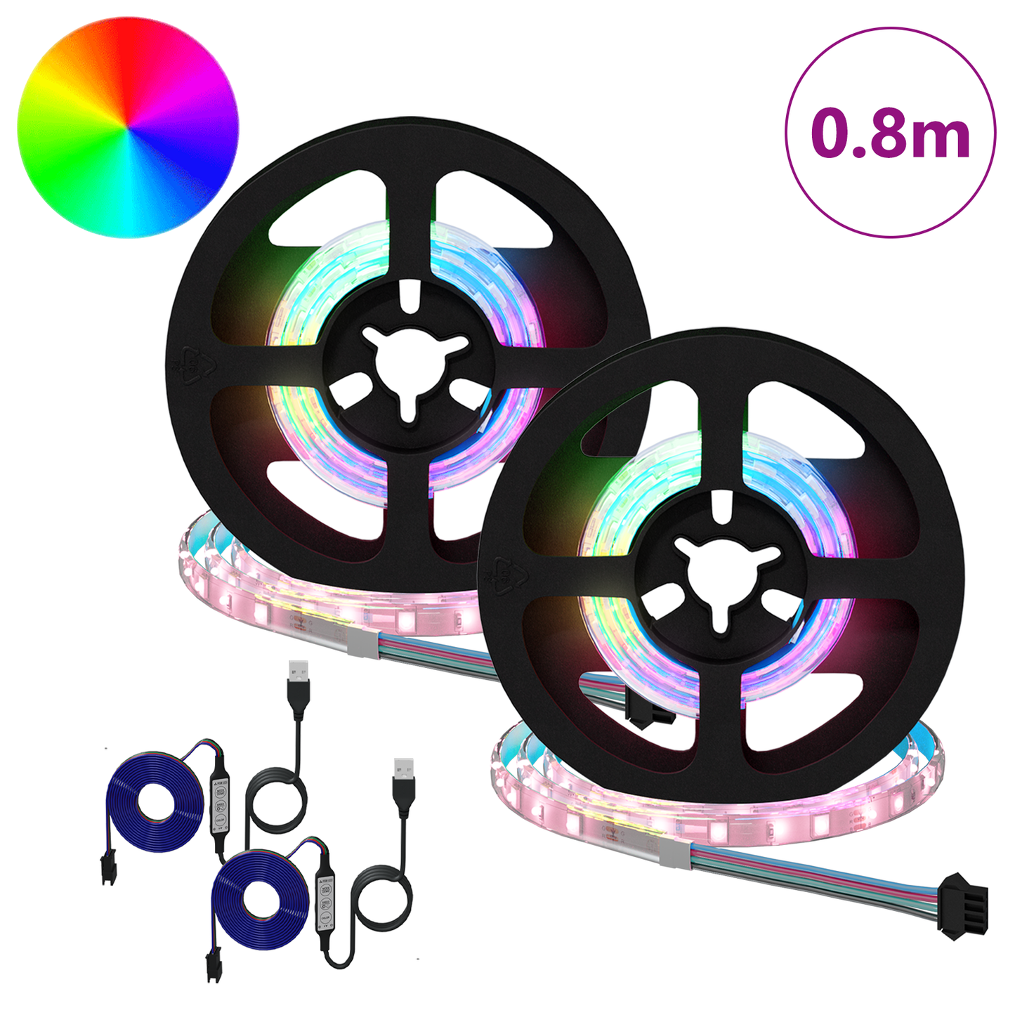 LED juosta 4 pcs Juoda ir permatoma 40 x 0,8 x 0,3 cm