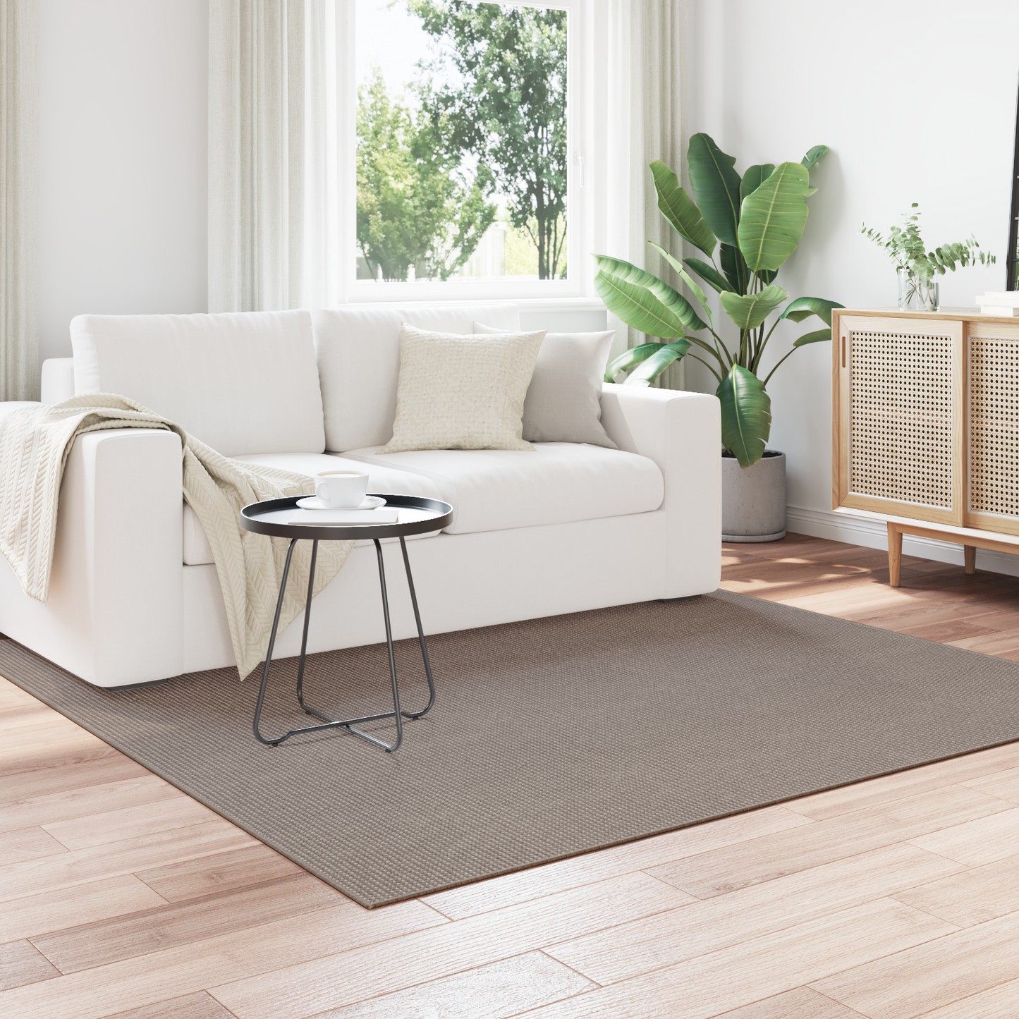 Zoninės kiliminės dangos HUARTE Taupe 200 x 200 cm Poliesteris