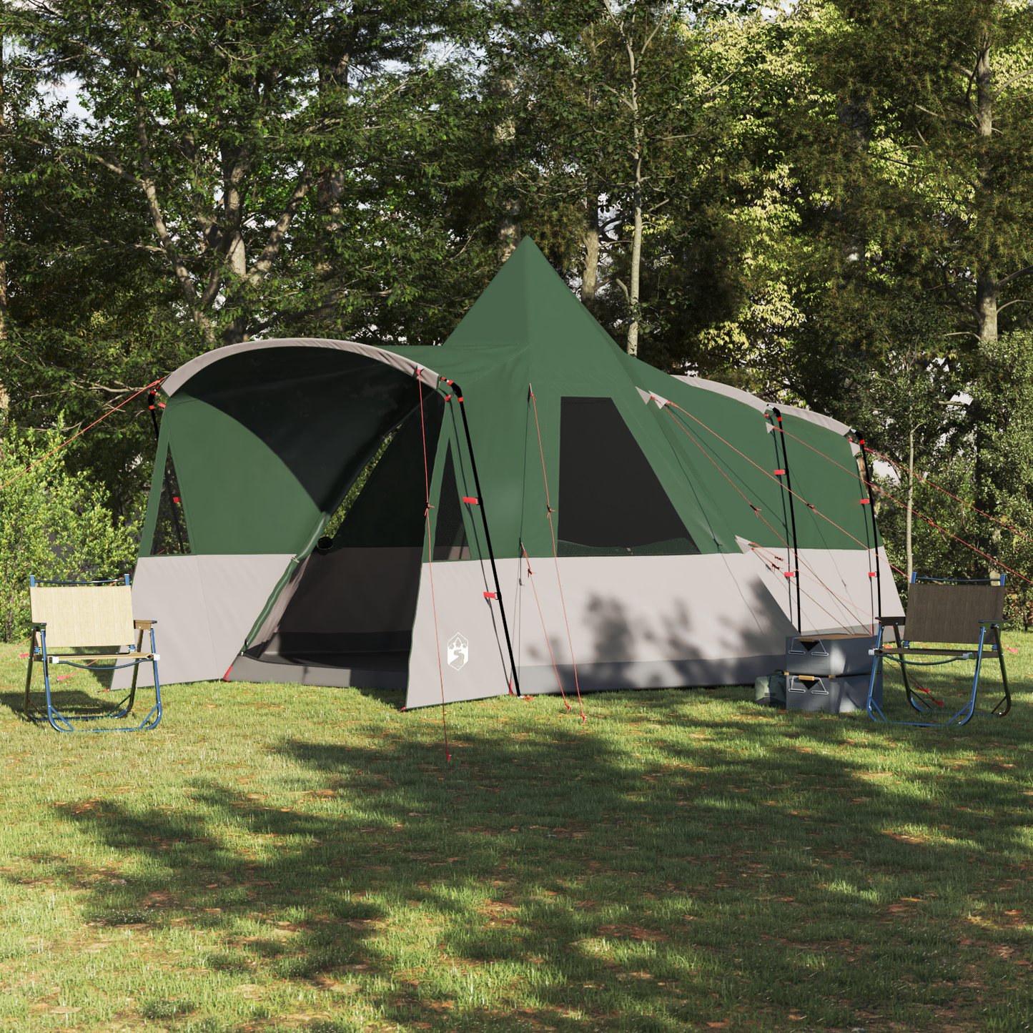 Teepee Palapinė 8 Asmenims su stogu Žalia 720 x 465 x 295 cm