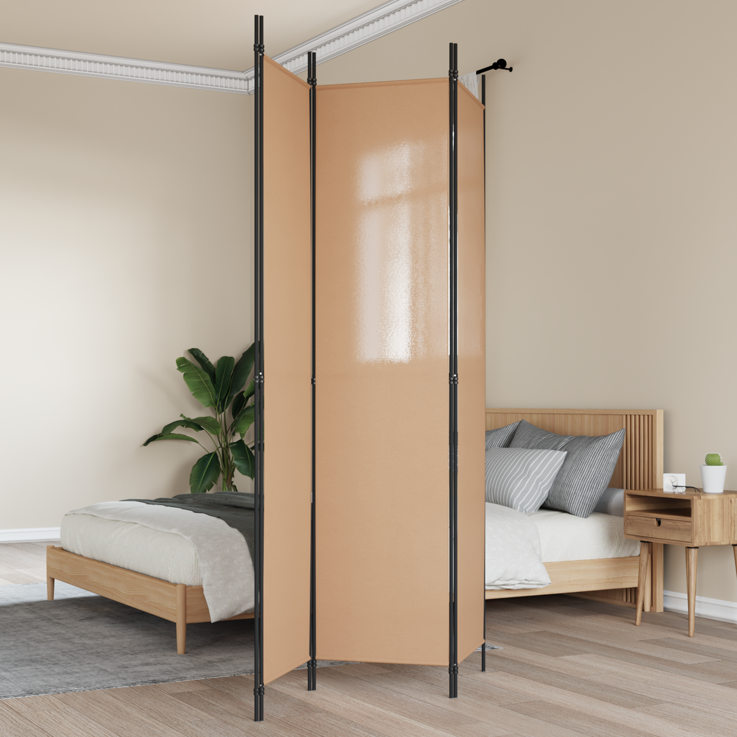 3-panelis kambario skirstytuvas Smėlio 150 x 220 cm Audinys