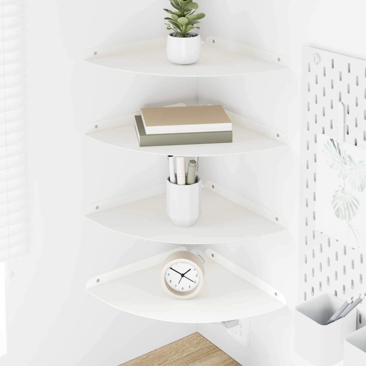 Plūduriuojanti lentyna su lentyna 4 pcs Baltas 30 x 30 x 2 cm