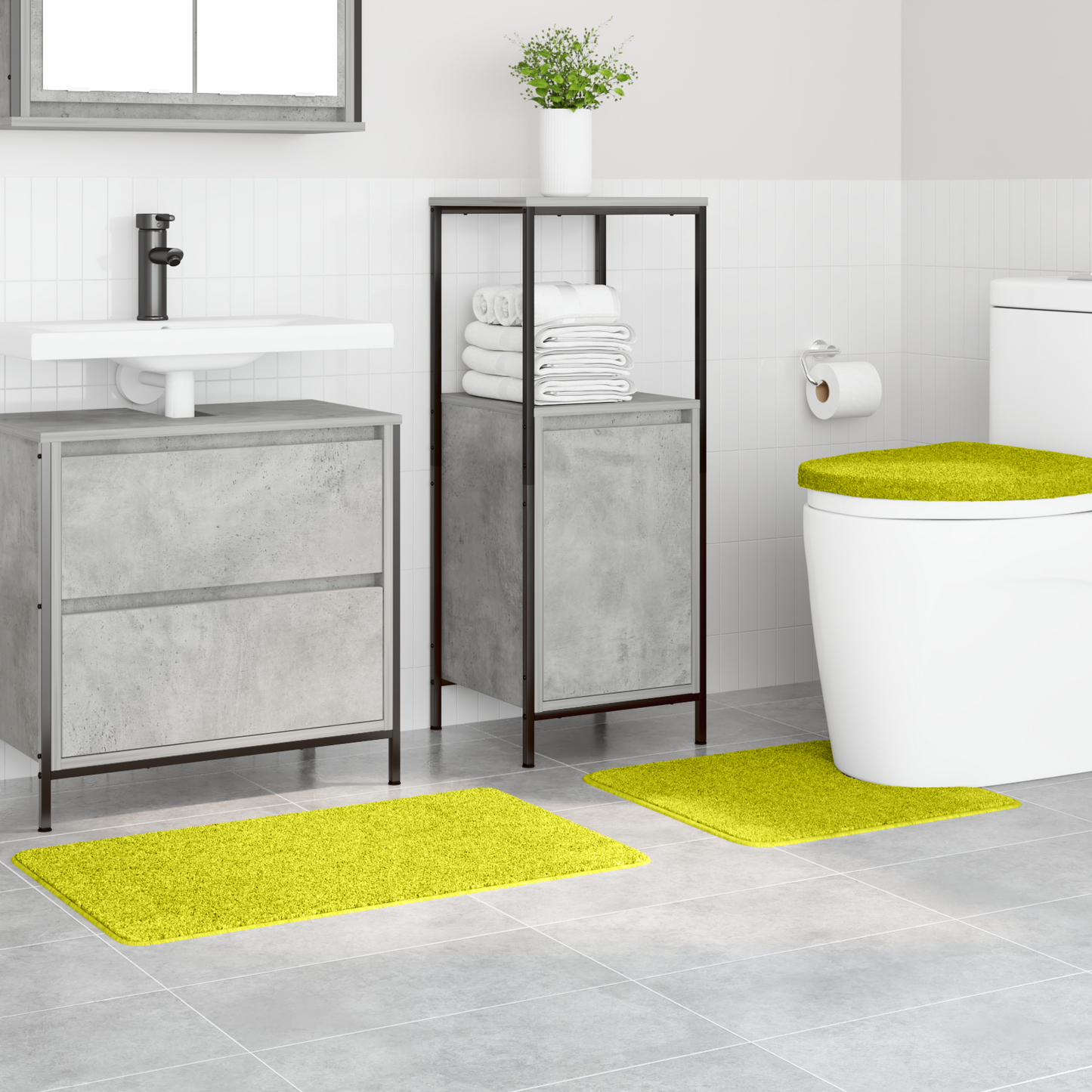Antisklidus vonios kilimėlių rinkinys 3 pcs Žalia PP