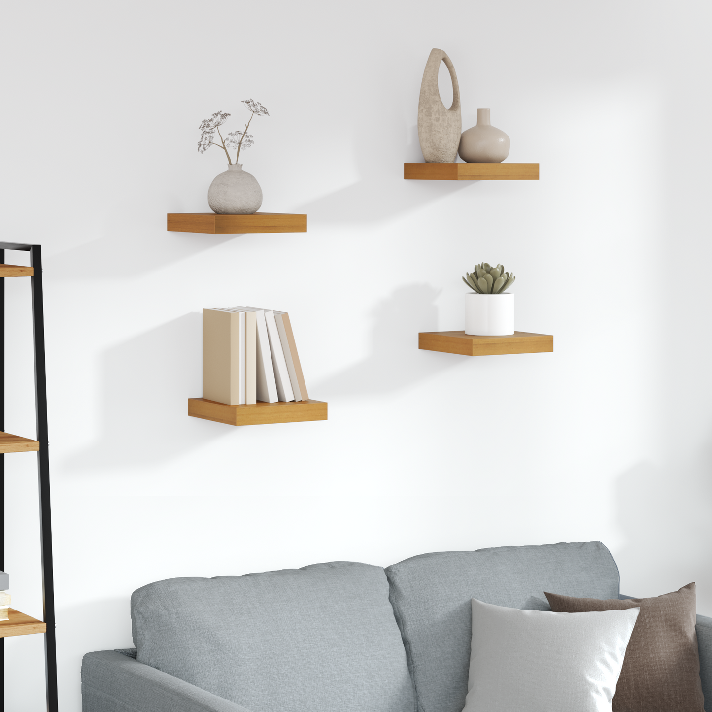 Sieninės lentynos 4 pcs Ruda 23 x 23,5 x 4 cm Apdirbta mediena