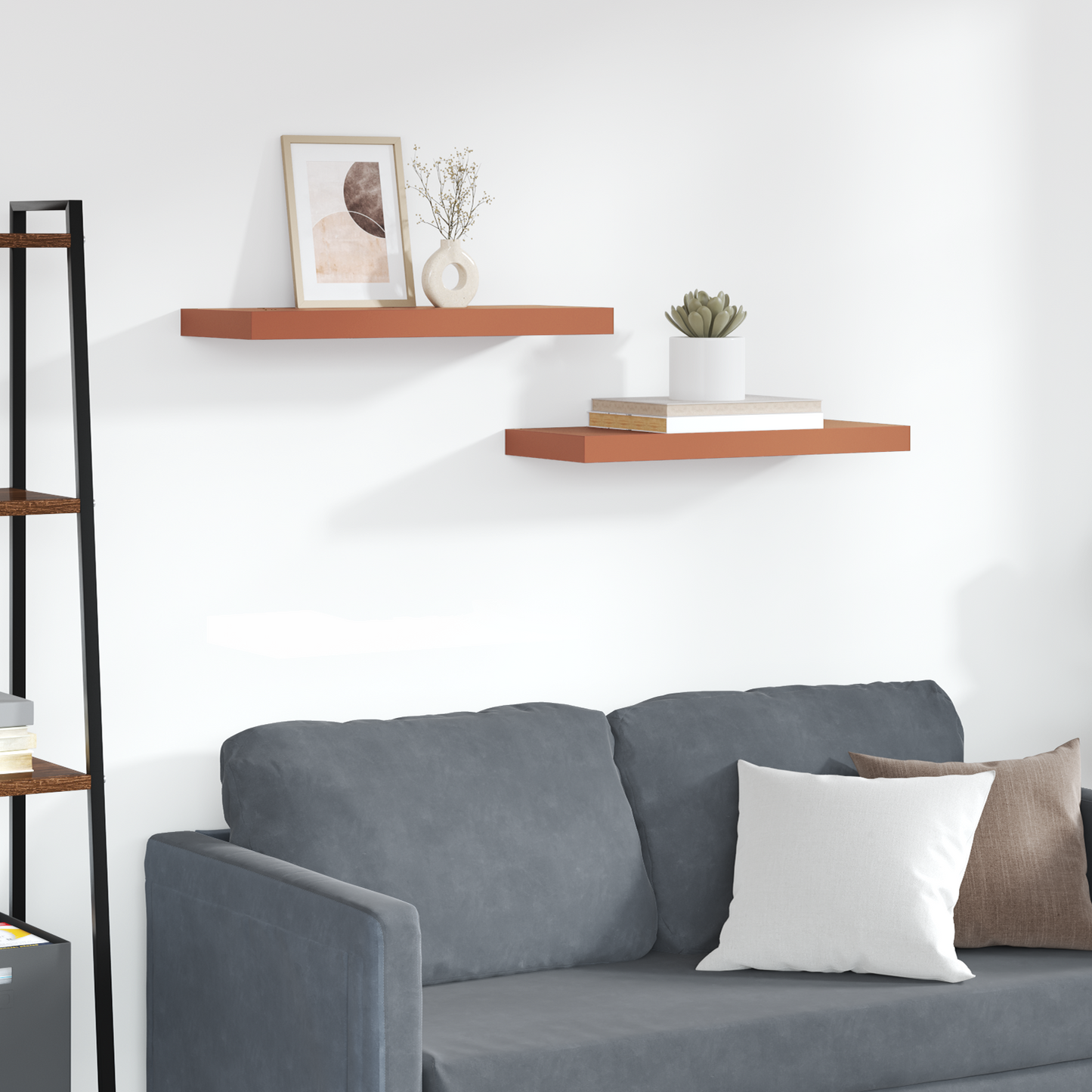 Sieninės lentynos su saugykla 2 pcs Raudona 60 x 23,5 x 4 cm