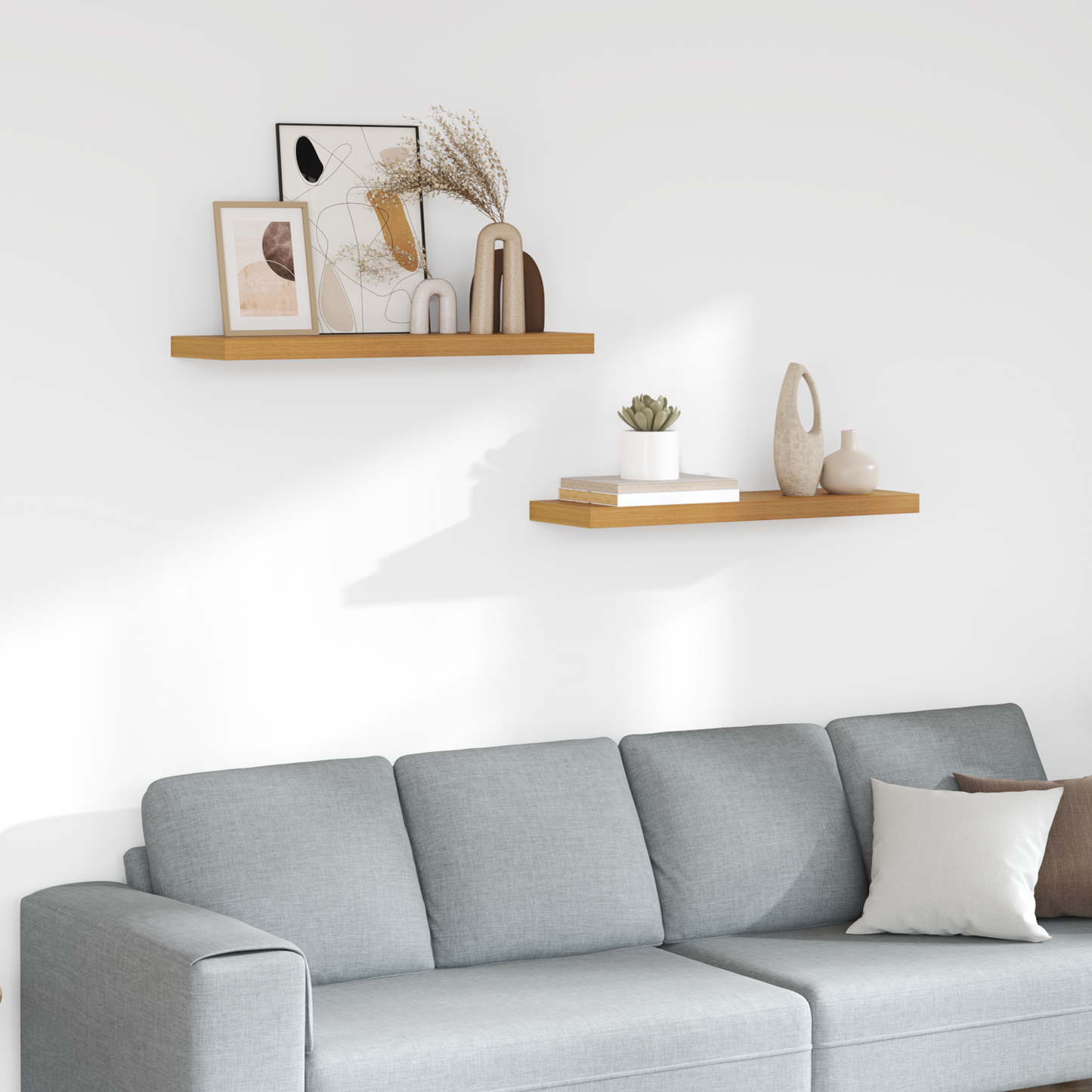 Sieninės lentynos su saugykla 2 pcs Smėlio 80 x 23,5 x 4 cm