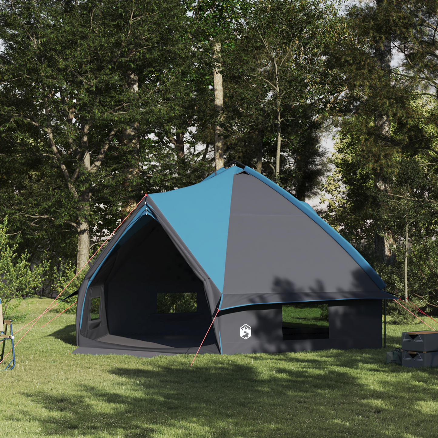 Teepee palapinė su stogu Mėlyna ir Pilka 490 x 410 x 210 cm
