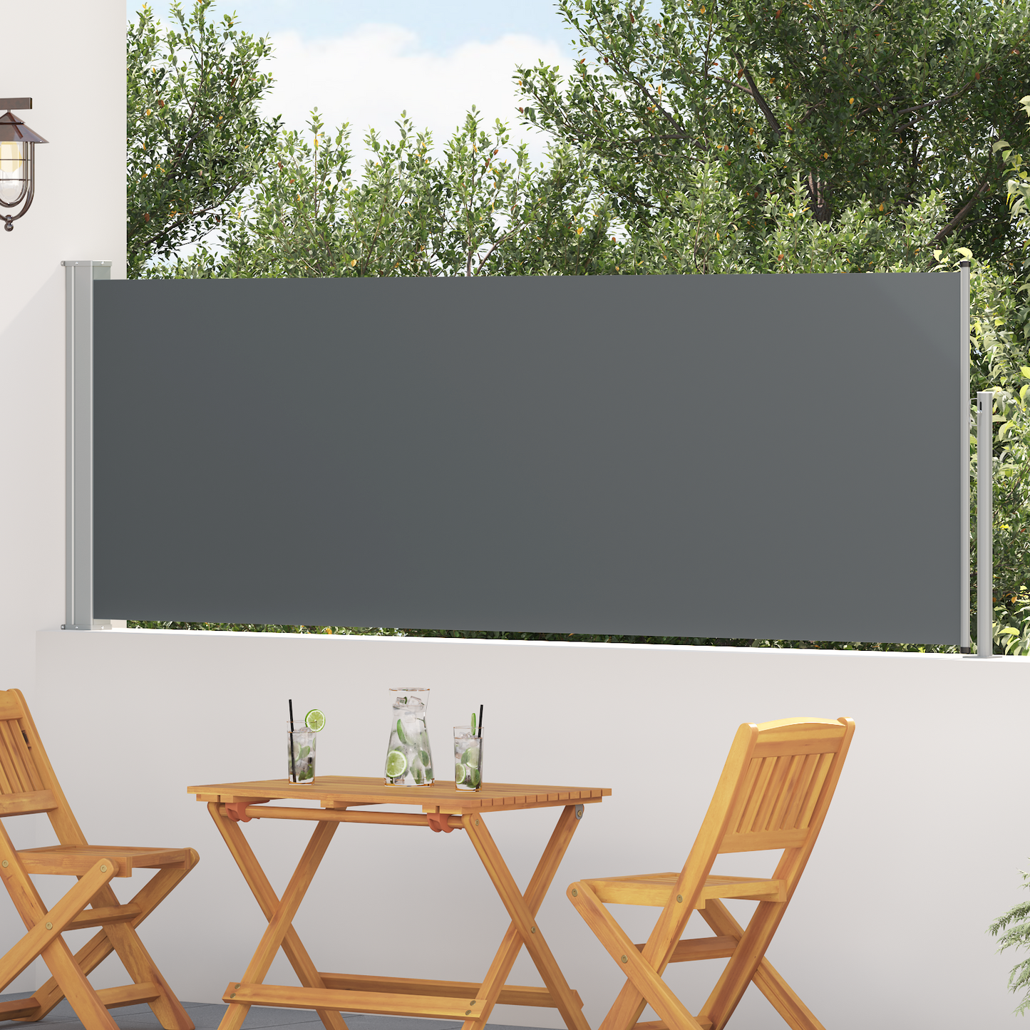 Ištraukiama šoninė užuolaida Antracito 300 x 100 cm Poliesteris