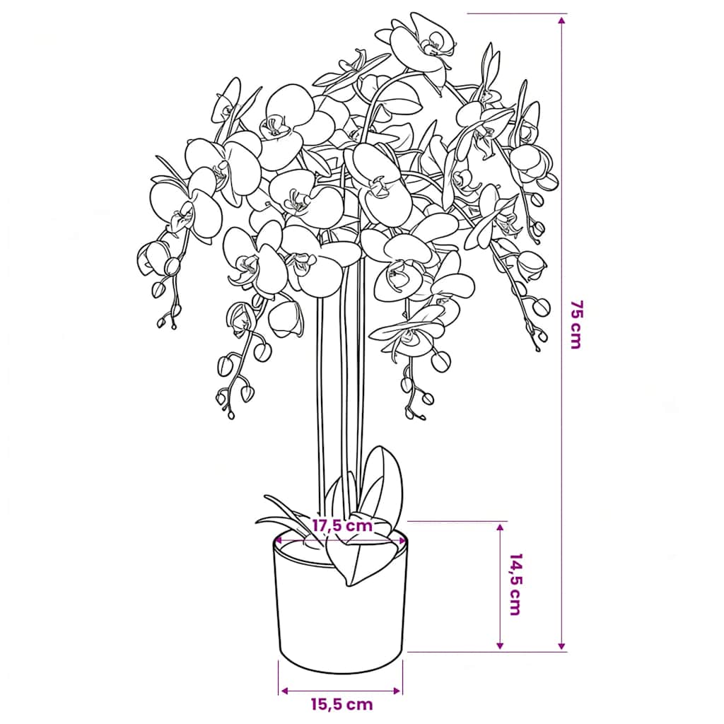 Dirbtinė orchidėja su vazonu, 75 cm, balta
