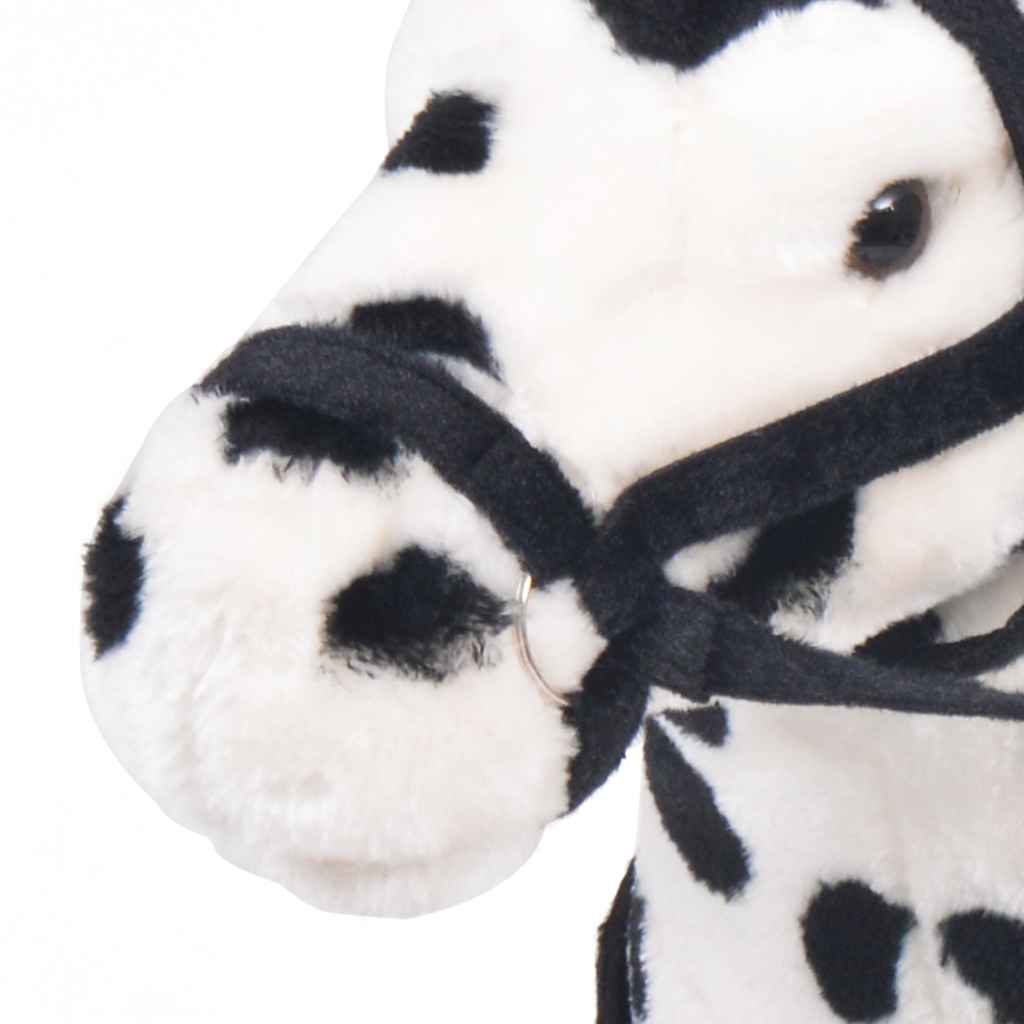 Stovintis pliušinis žaislas žirgas, juodas ir baltas, XXL