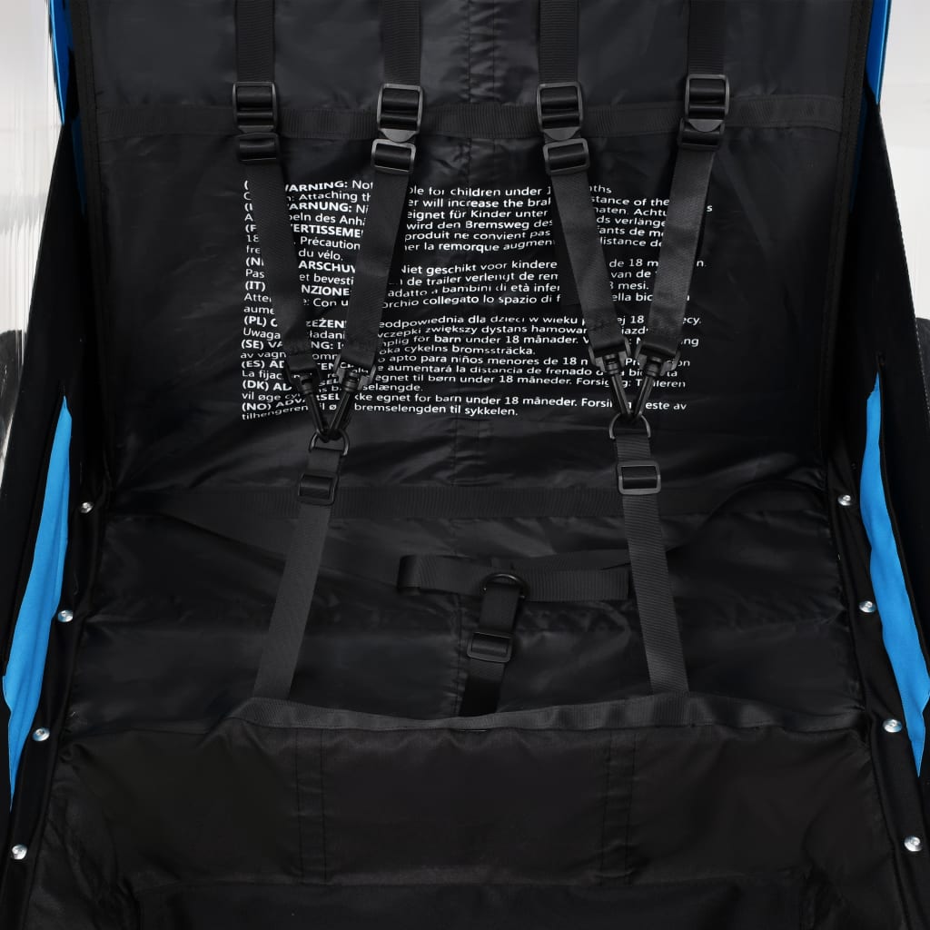 2-1 Dviračio priekaba ir vežimėlis, mėlynos ir pilkos spalvos