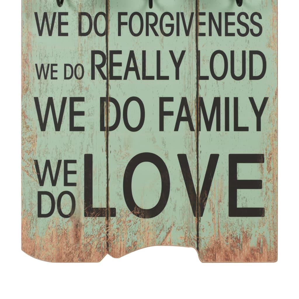 Paltų kabykla HAPPY LOVE, mont. prie sienos, 6 kabl., 120x40cm