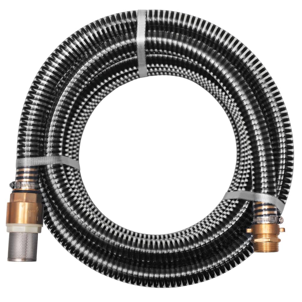 Siurbimo žarna su žalvarinėmis jungtimis, 3 m 25 mm, juoda