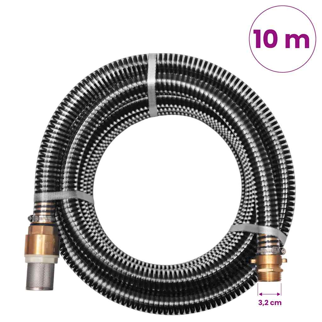 Siurbimo žarna su žalvarinėmis jungtimis, 10 m 25 mm, juoda