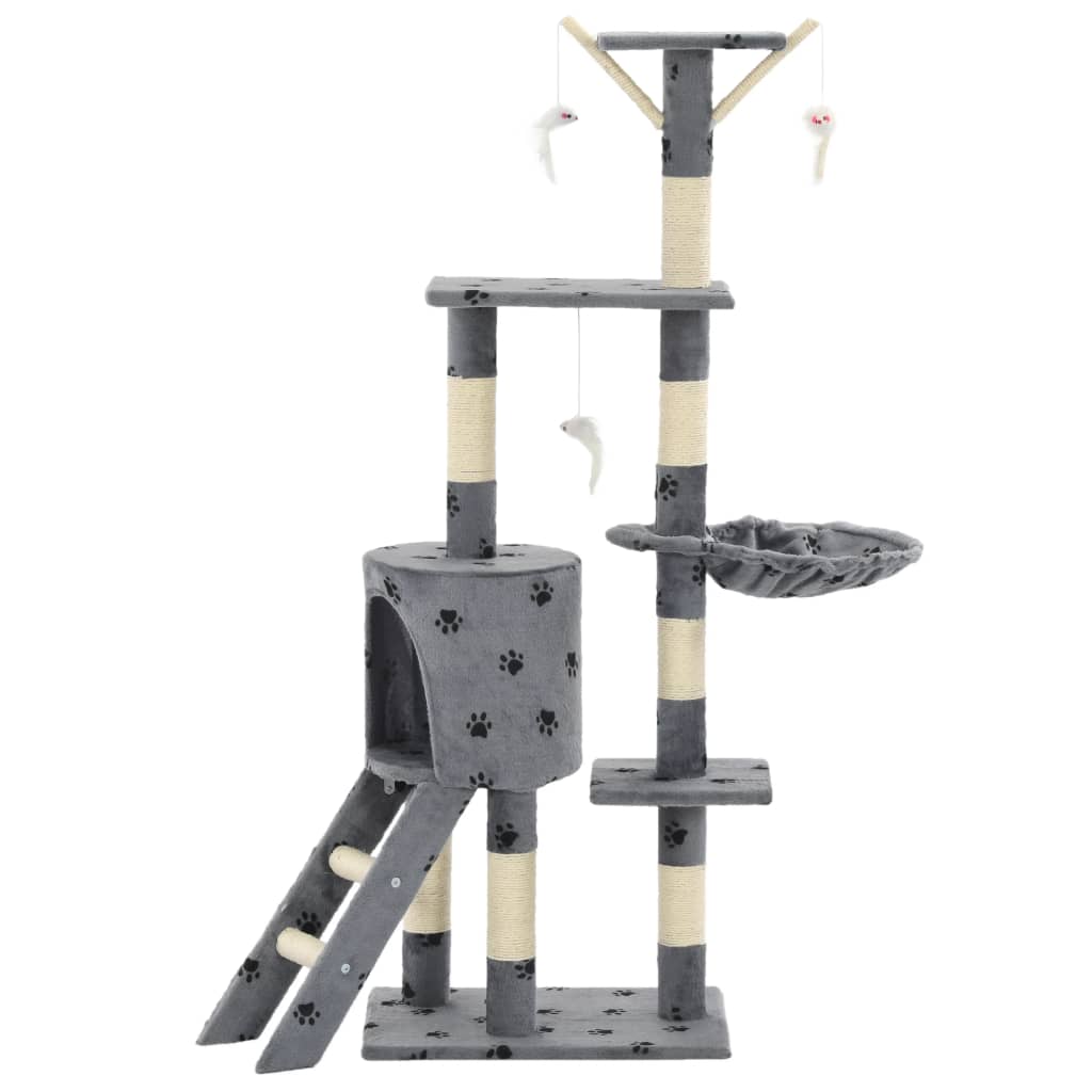 Draskyklė katėms su stovais iš sizalio, 138cm, pilkos sp. pėd.