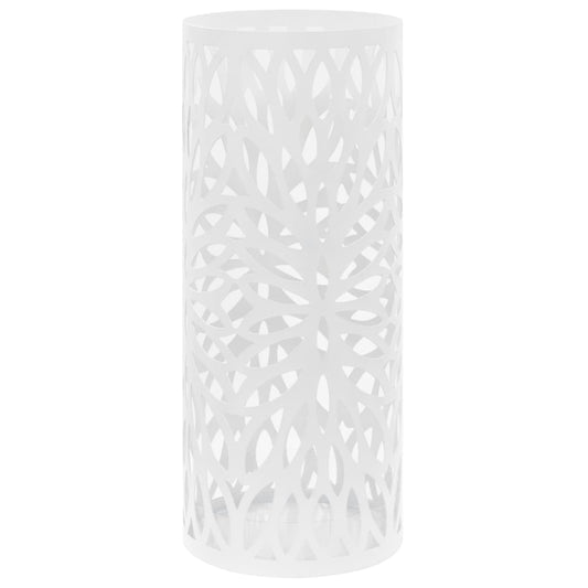 Stovas skėčiams, su išpjautais lapais, plieninis, baltas