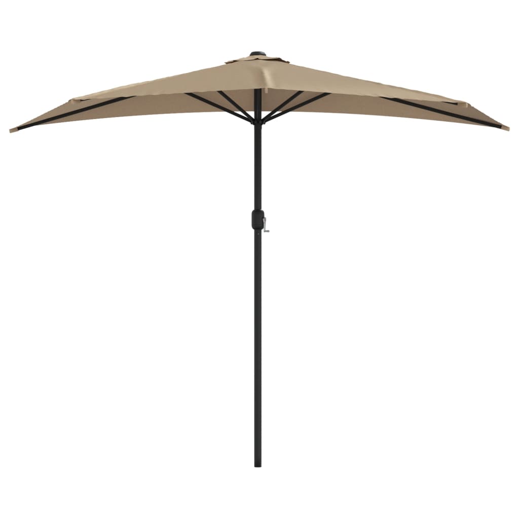 Balkono skėtis su aliuminio stulpu, taupe, 270x144cm, pusinis
