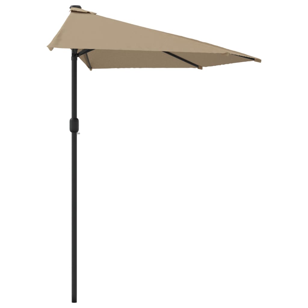 Balkono skėtis su aliuminio stulpu, taupe, 270x144cm, pusinis