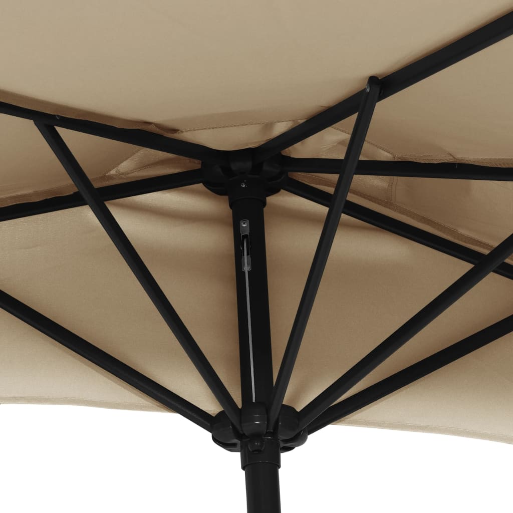 Balkono skėtis su aliuminio stulpu, taupe, 270x144cm, pusinis