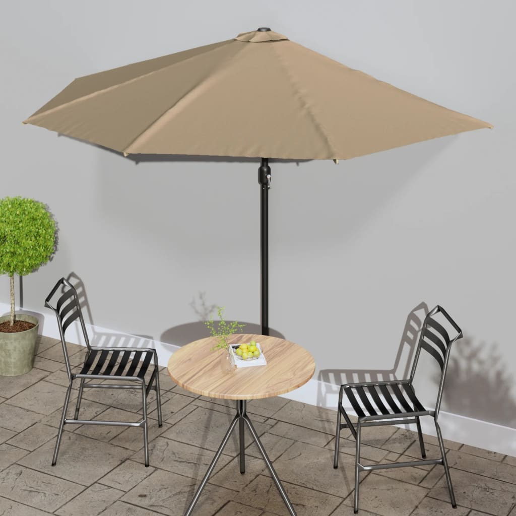 Balkono skėtis su aliuminio stulpu, taupe, 300x155cm, pusinis
