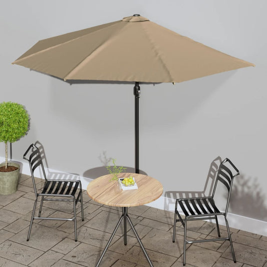 Balkono skėtis su aliuminio stulpu, taupe, 300x155cm, pusinis