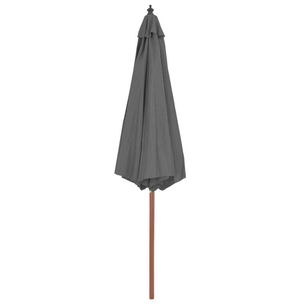 Lauko skėtis nuo saulės su mediniu stulpu, antracito, 300cm