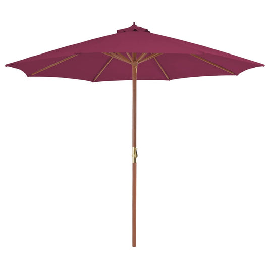 Lauko skėtis nuo saulės su mediniu stulpu, raudonas, 300cm