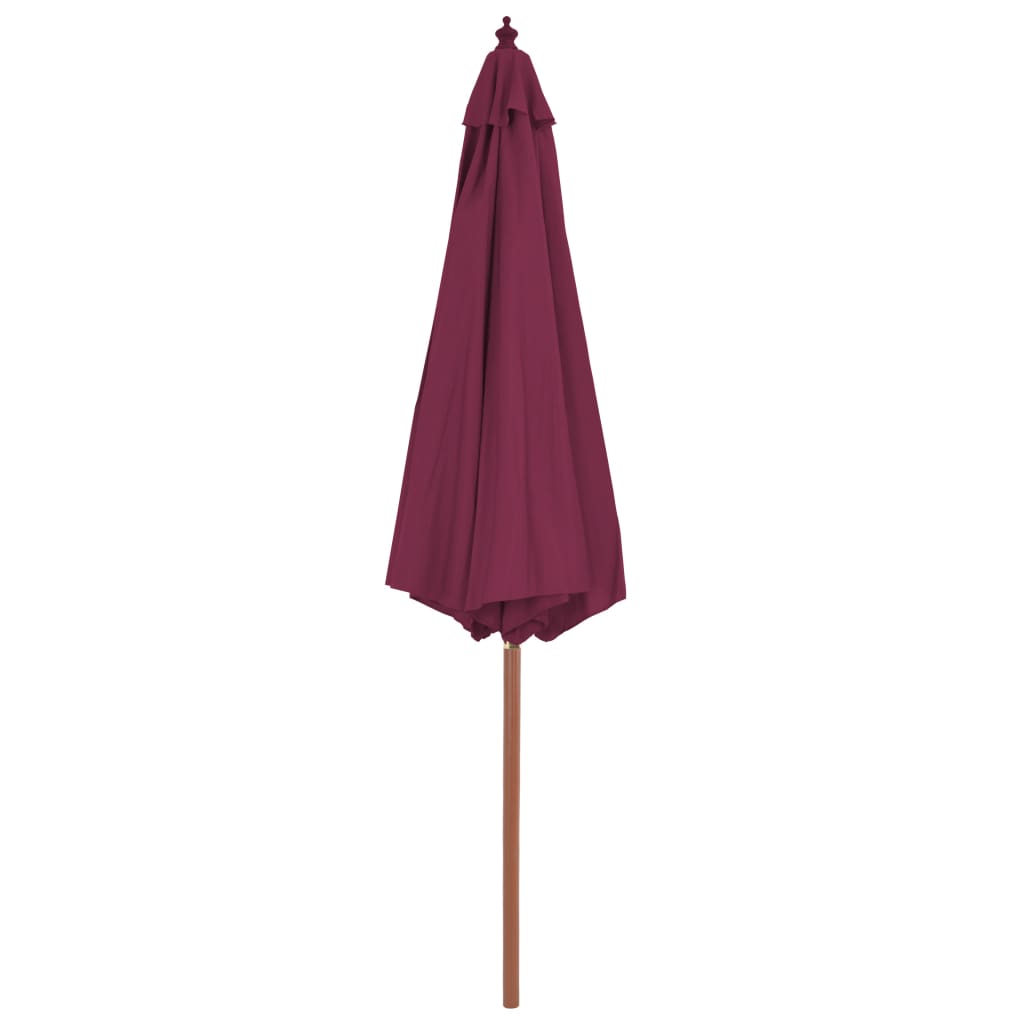 Lauko skėtis nuo saulės su mediniu stulpu, raudonas, 300cm