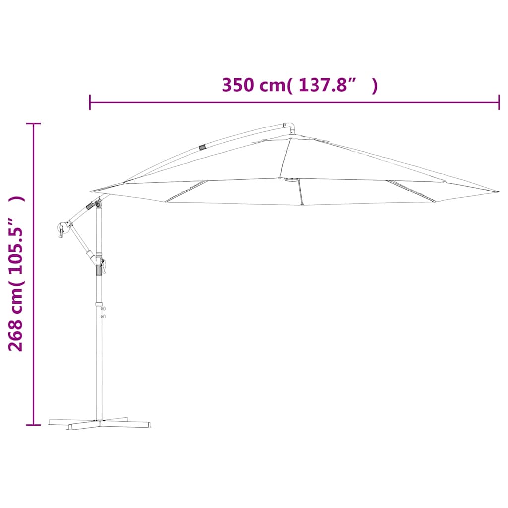 Gembinis sodo skėtis su aliuminiu stulpu, antracito, 350cm