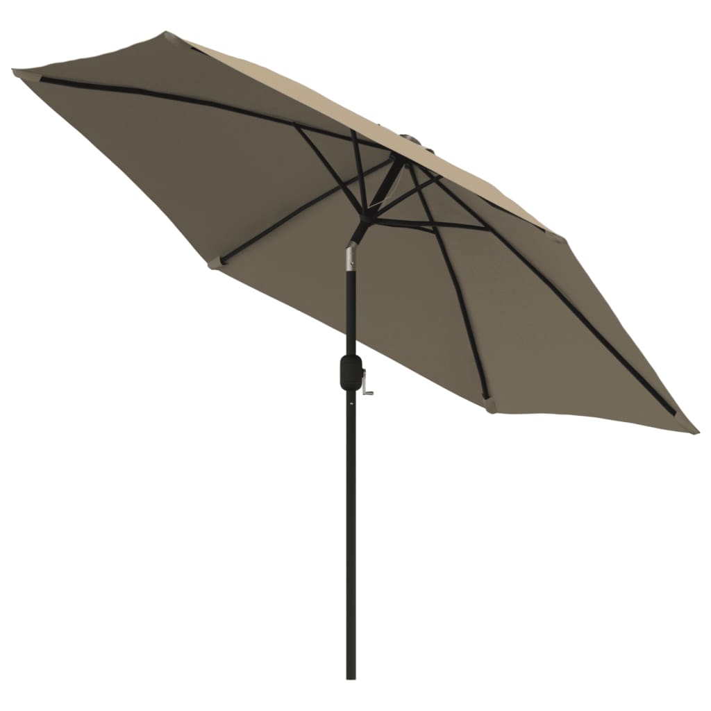 Lauko skėtis su LED ir plieniniu stulpu, taupe, 300cm