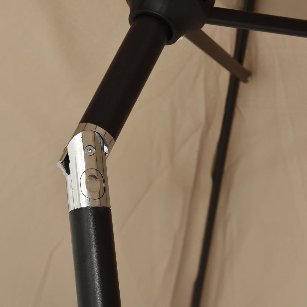 Lauko skėtis su LED ir plieniniu stulpu, taupe, 300cm