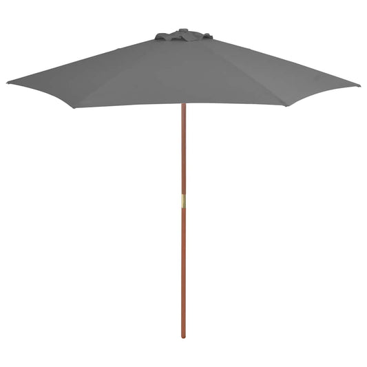 Lauko skėtis nuo saulės su mediniu stulpu, antracito, 270cm