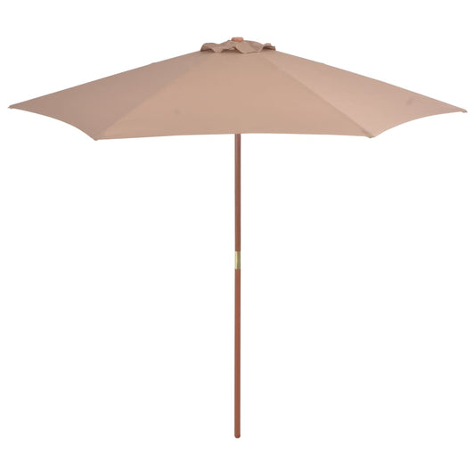 Lauko skėtis nuo saulės su mediniu stulpu, taupe, 270cm