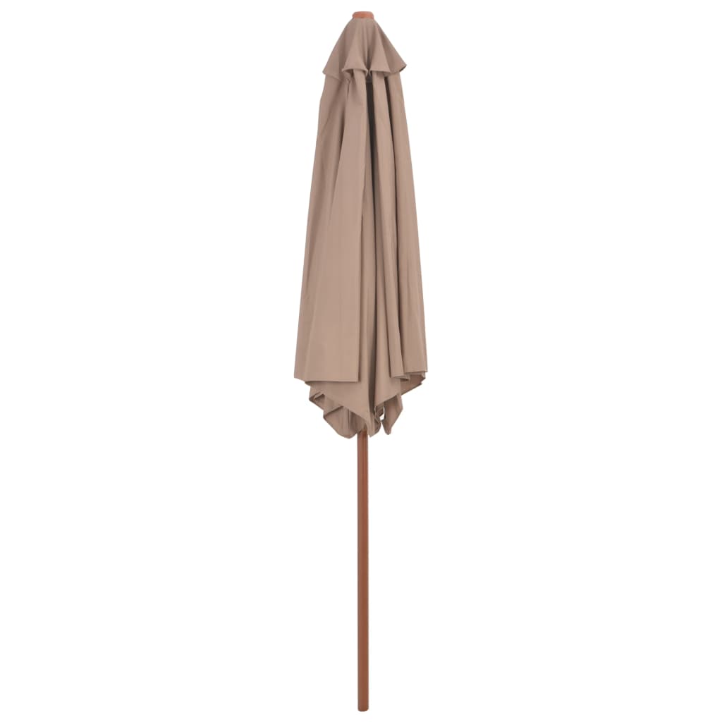 Lauko skėtis nuo saulės su mediniu stulpu, taupe, 270cm