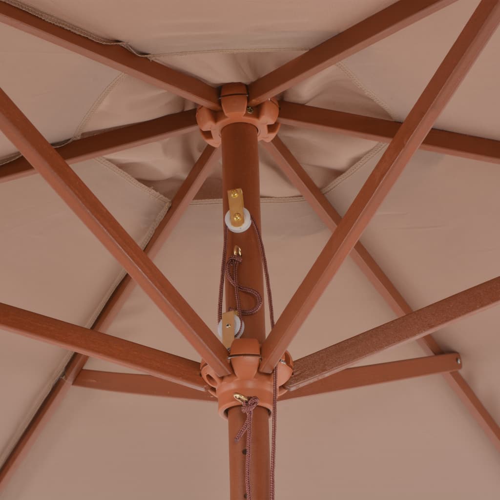 Lauko skėtis nuo saulės su mediniu stulpu, taupe, 270cm