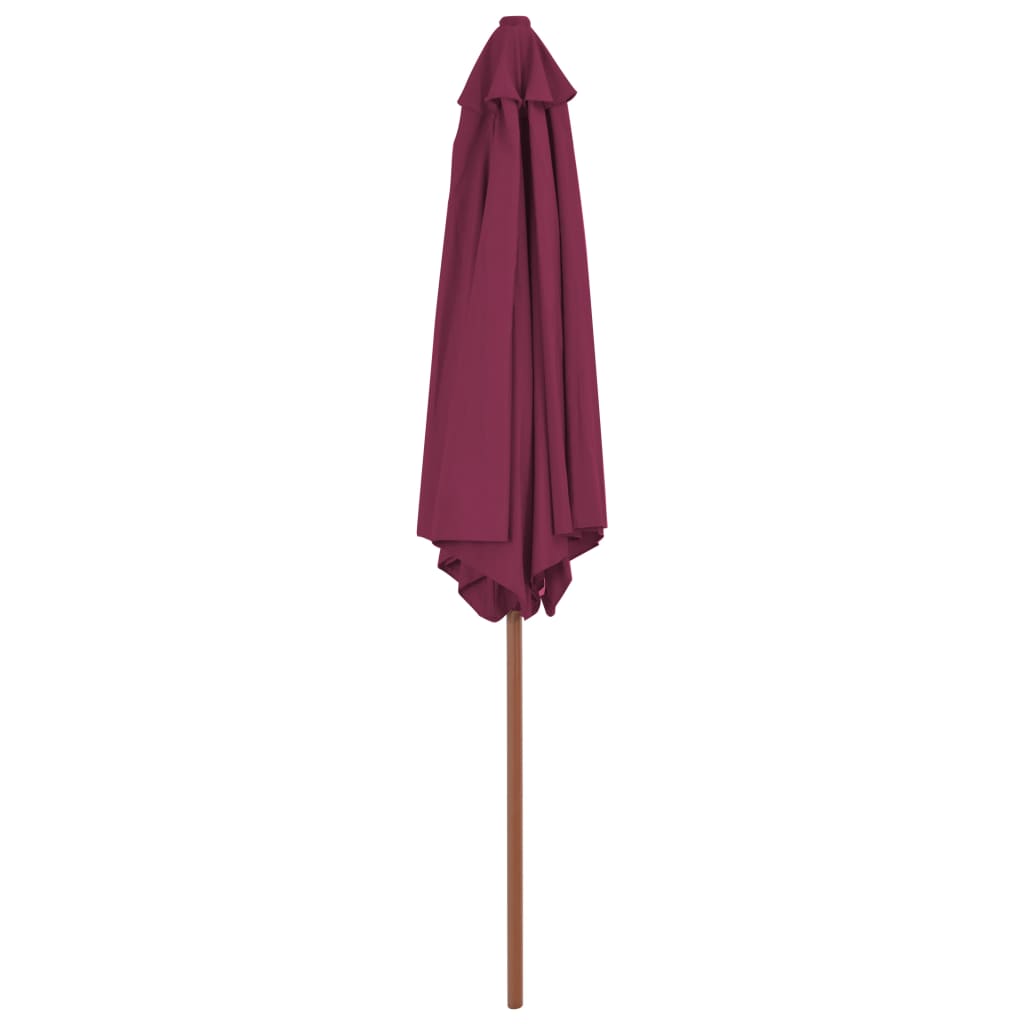 Lauko skėtis nuo saulės su mediniu stulpu, raudonas, 270cm