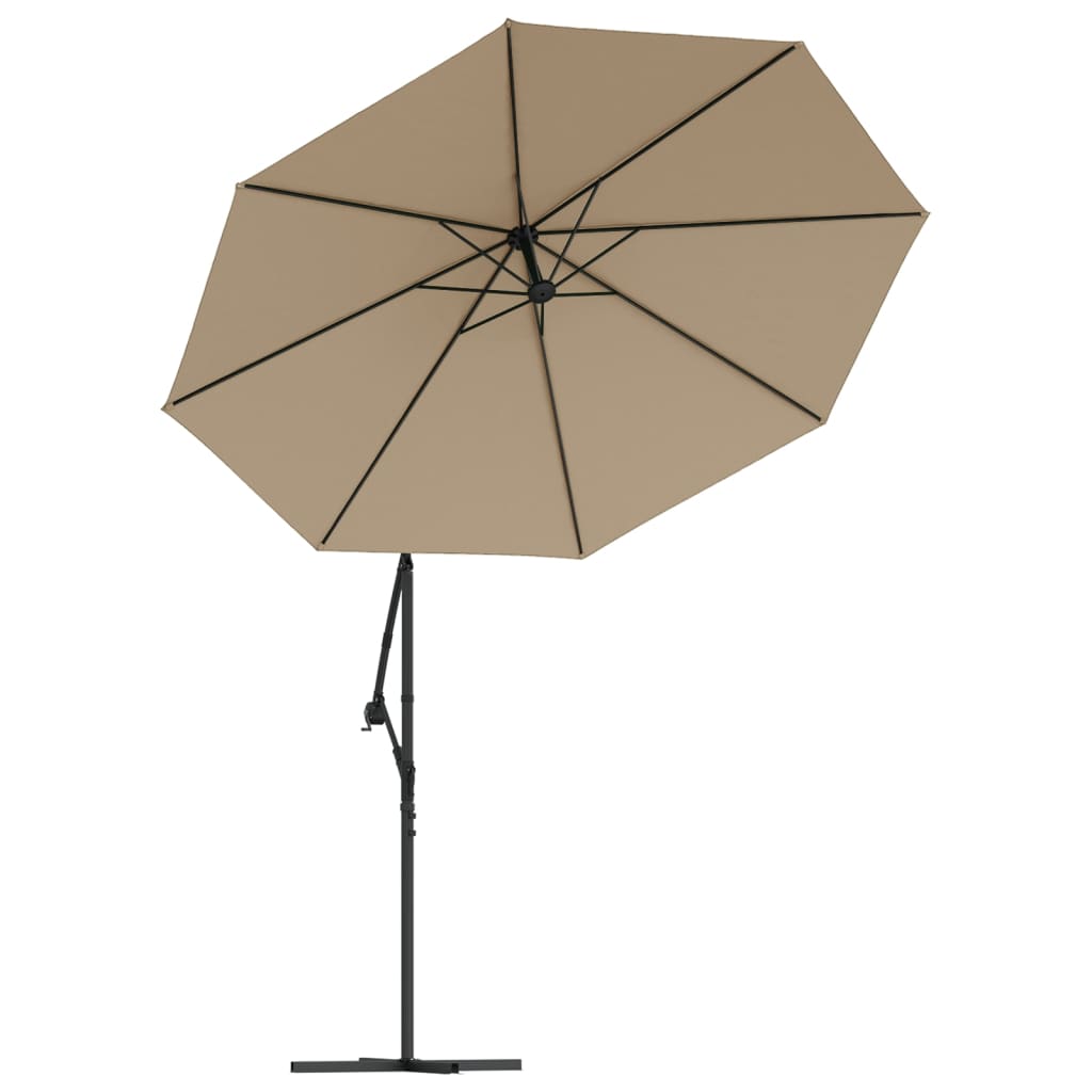 Gembinis skėtis su LED ir plieniniu stulpu, taupe, 300cm