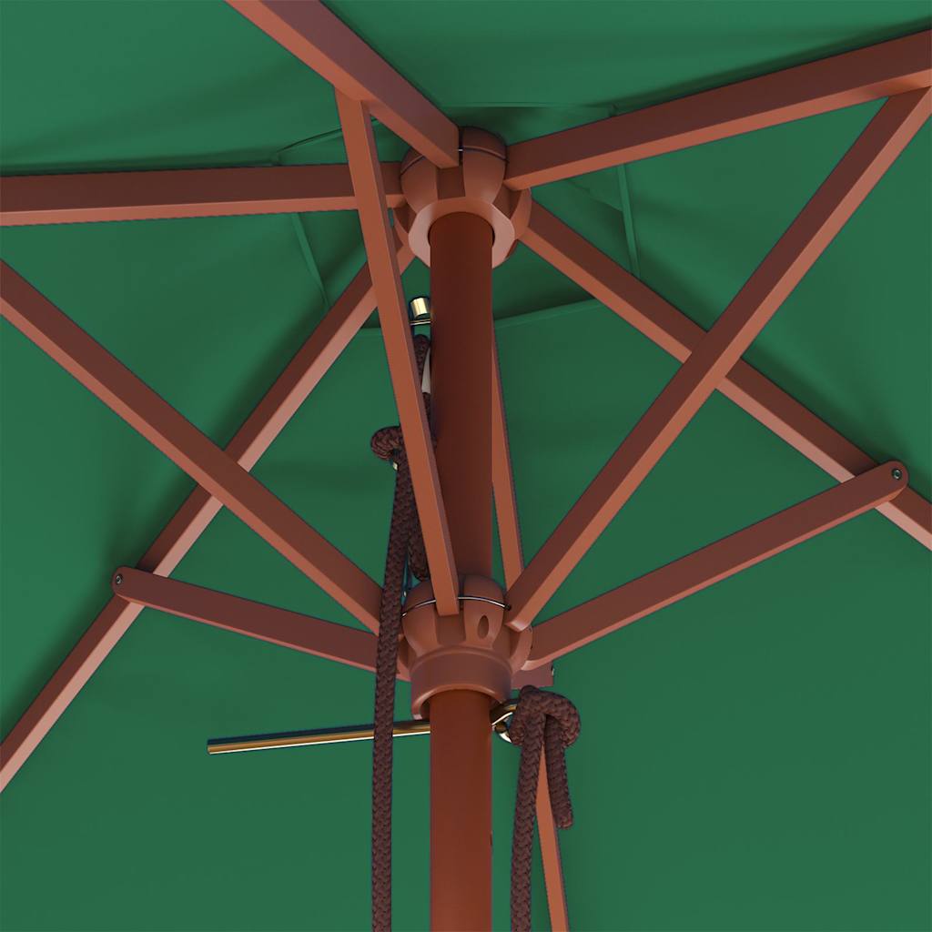 Lauko skėtis nuo saulės su mediniu stulpu, žalias, 150x200cm