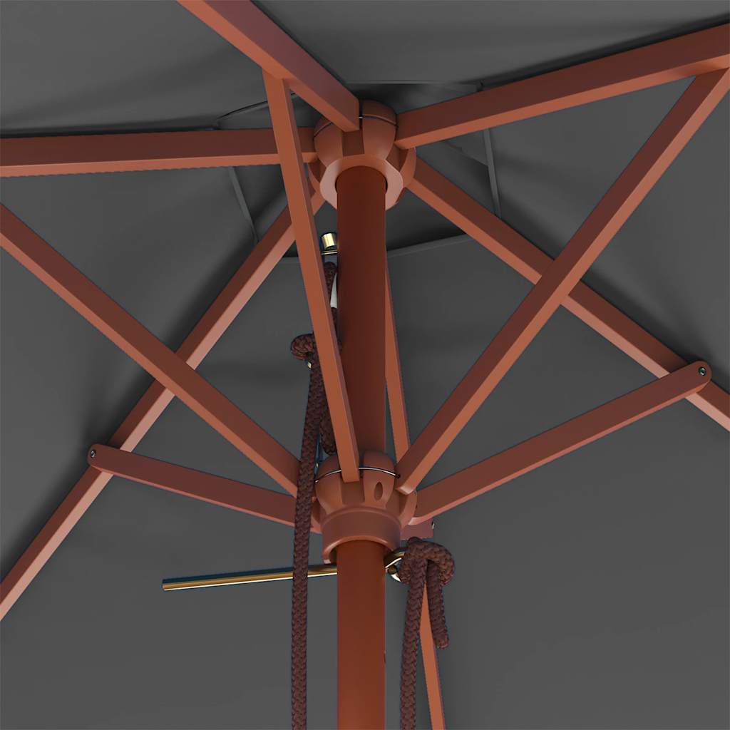 Lauko skėtis nuo saulės su mediniu stulpu, antracito, 150x200cm