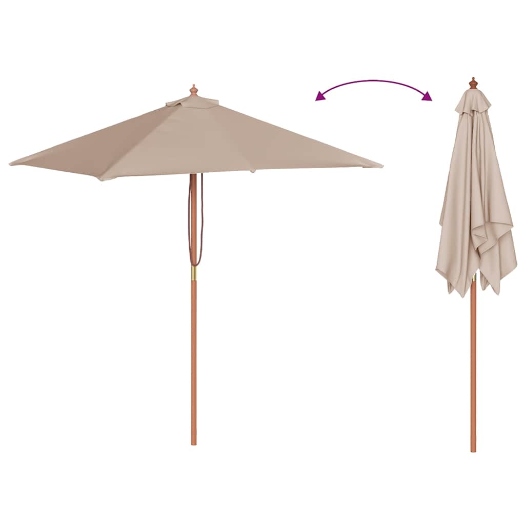 Lauko skėtis nuo saulės su mediniu stulpu, taupe, 150x200cm